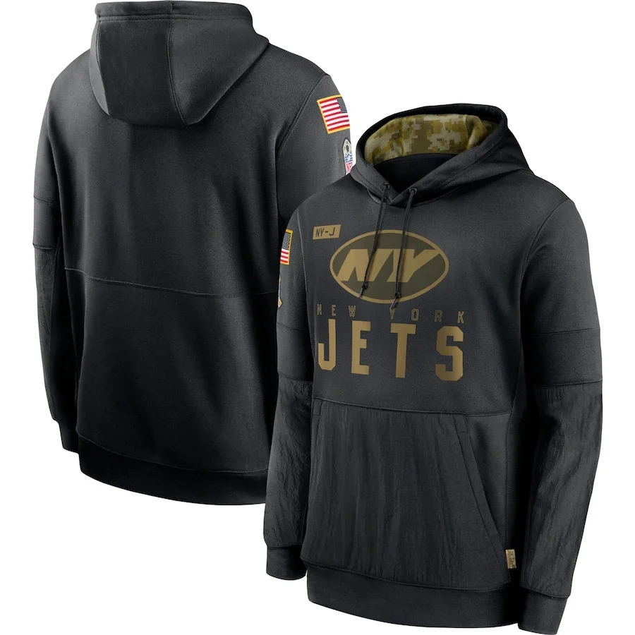 

New York MEN Sweatshirt Jets 2020 Salute to Service Sideline Performance Pullover football Hoodie S-4XL