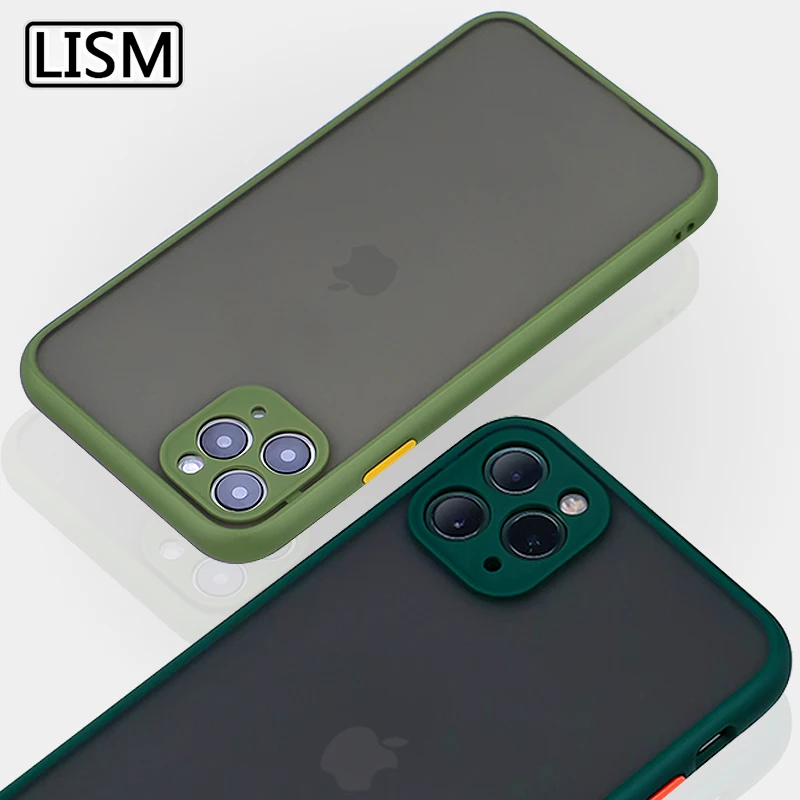 Матовый чехол-бампер LISM для iPhone 11 Pro Max XR XS 6S 8 7 Plus противоударный мягкий