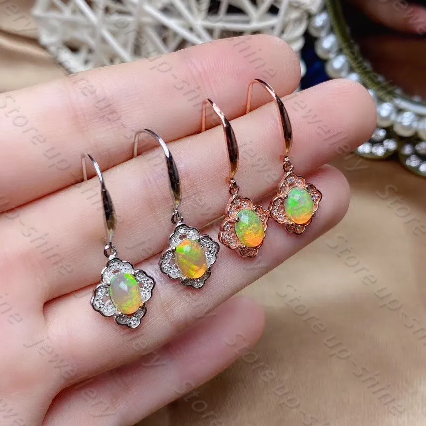 

Natural Opal Earrings 925 Silver Women's Earrings Simple, Cute and Fashionable All-match