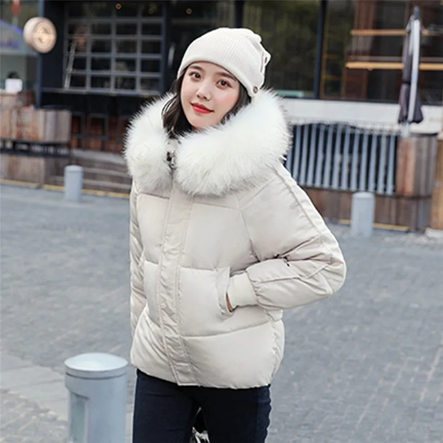 2019 Зимняя парка с капюшоном Женская Большая пуховая хлопковая куртка