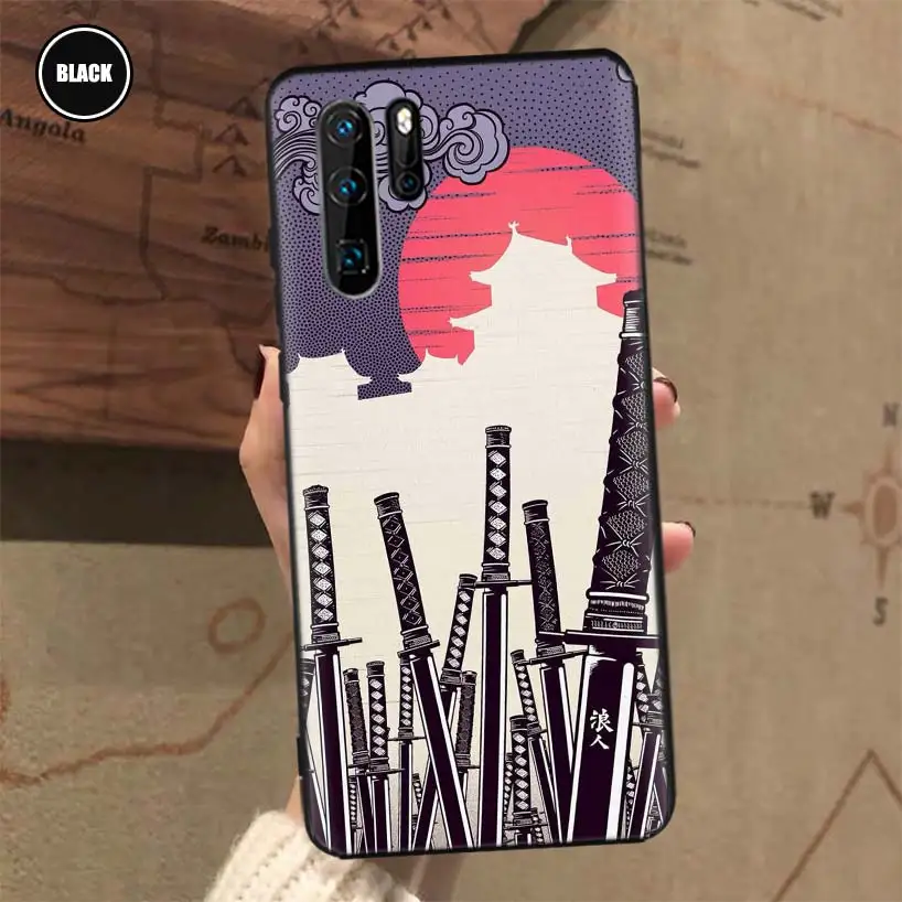 Роскошный японский чехол Capa Samurai для Huawei P30 Lite P40 P20 Pro Mate 20 10 30 40 P Smart Z Plus + мягкая