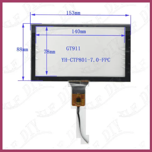6 2-дюймовый ёмкостный сенсорный YH - CTP801-7 FPC рукописный экран стекло 153*88 мм |