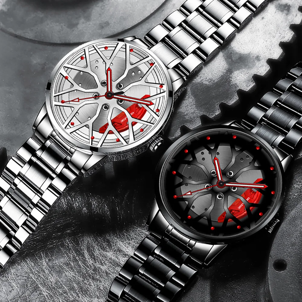 Часы Брендовые мужские часы с колесным ободом из нержавеющей стали оптовая