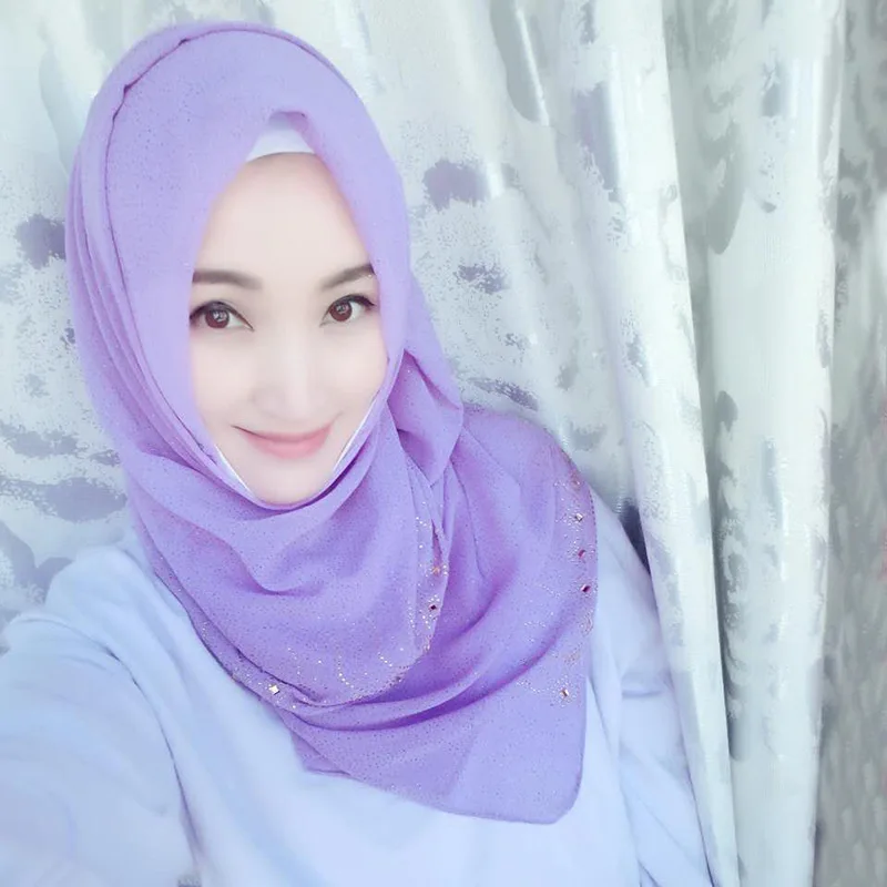 Модный женский мусульманский шарф Стразы стиль хиджаб исламский арабские шали