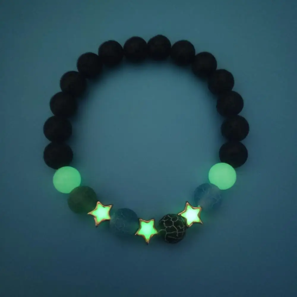 style 3 gold green Модный браслет из натурального лавы с эластичными бусинами, браслет с шармом, светящийся камень, браслет, ювелирные изделия для женщин и мужчин, подарок на Хэллоуин - Окраска металла: style 3 gold green