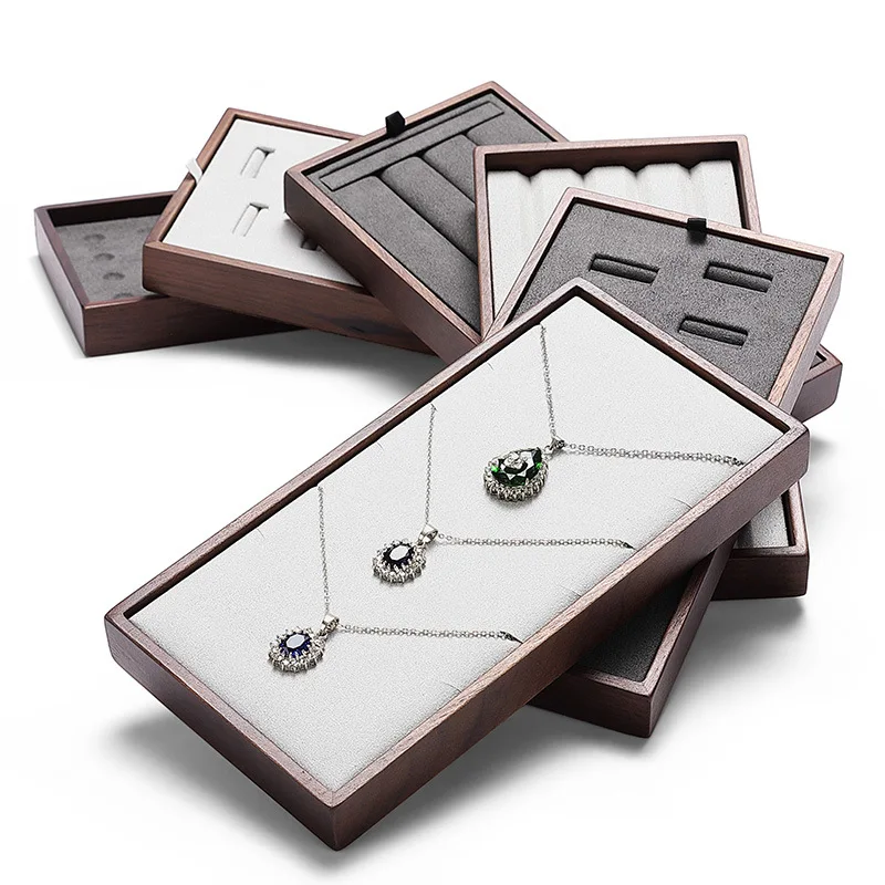 Black walnut solid wood jewelry tray ring necklace storage tray counter furnishings display props in stock