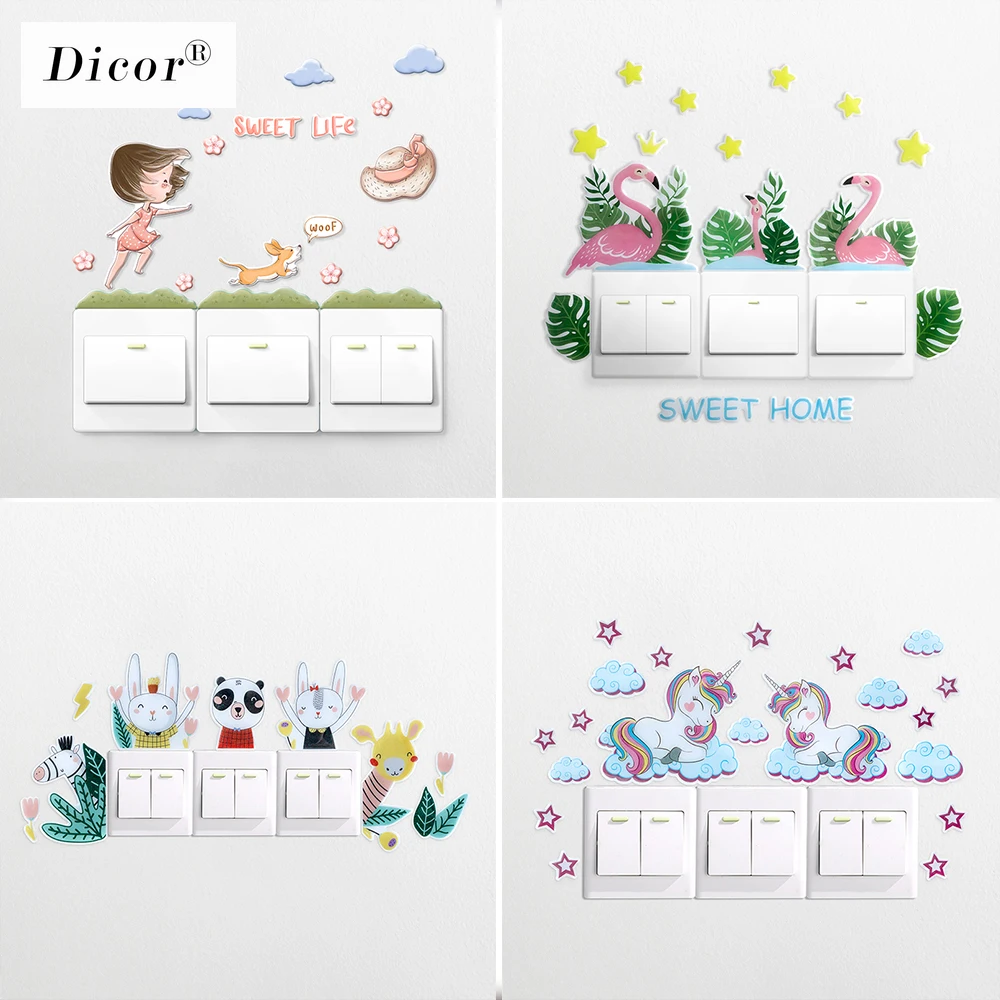 3D животное Единорог Фламинго чехол мультяшный декор комнаты настенный