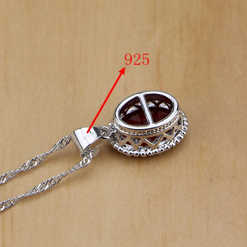 

Natural 925 Silver Jewelry Red Birthstone Charm Jewelry Sets Women Earrings/Pendant/Necklace/Ring/Bracelets T055 valentines day