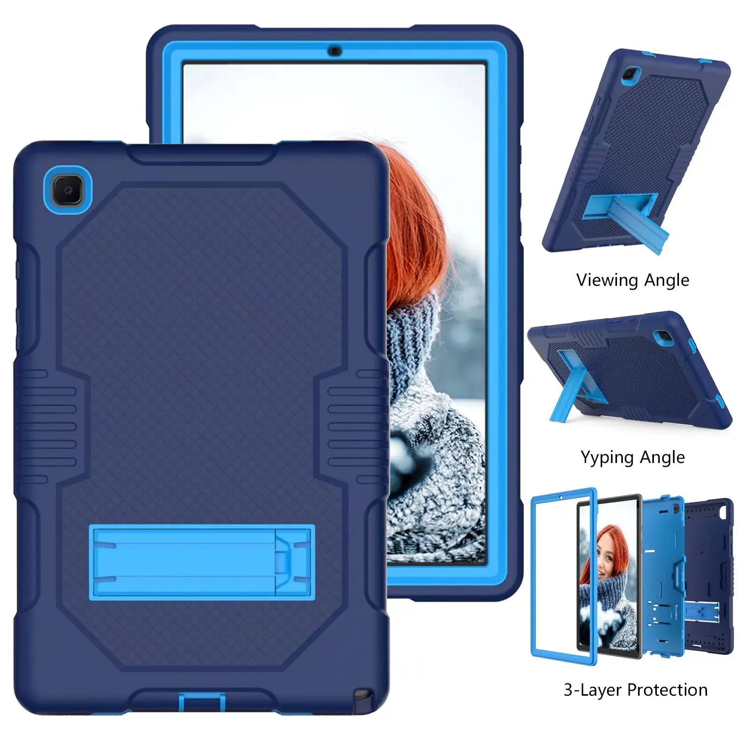 For Samsung Galaxy Tab 10.4 SM-T500 T505 T510 T515 P610 P615 Case Shockproof Kids Safe Silicon Hybrid Stand Full Body Cover+PEN