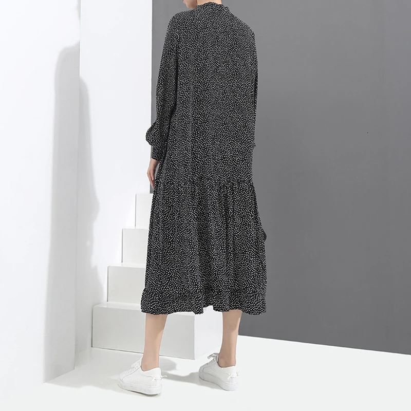 Женское платье в горошек CHICEVER свободное миди большого размера с v образным