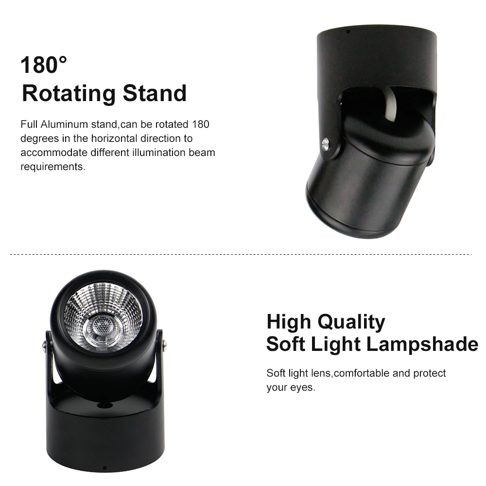 Вращающийся на 180 градусов Потолочный светильник с регулируемой яркостью 7 Вт 10 15