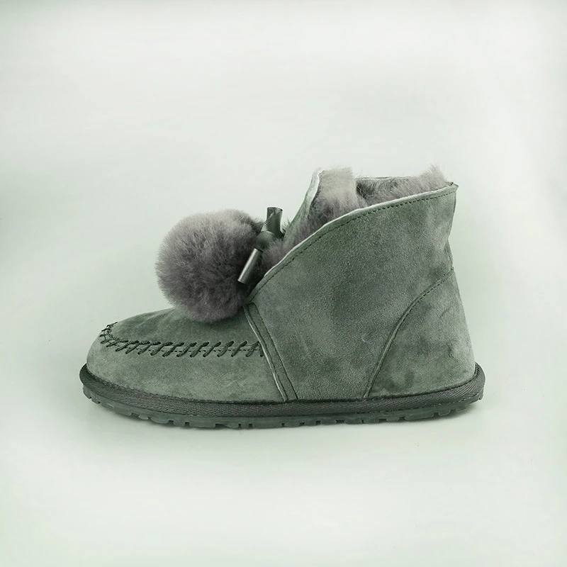 Женские Теплые ботильоны из натуральной кожи на плоской подошве с плюшевой