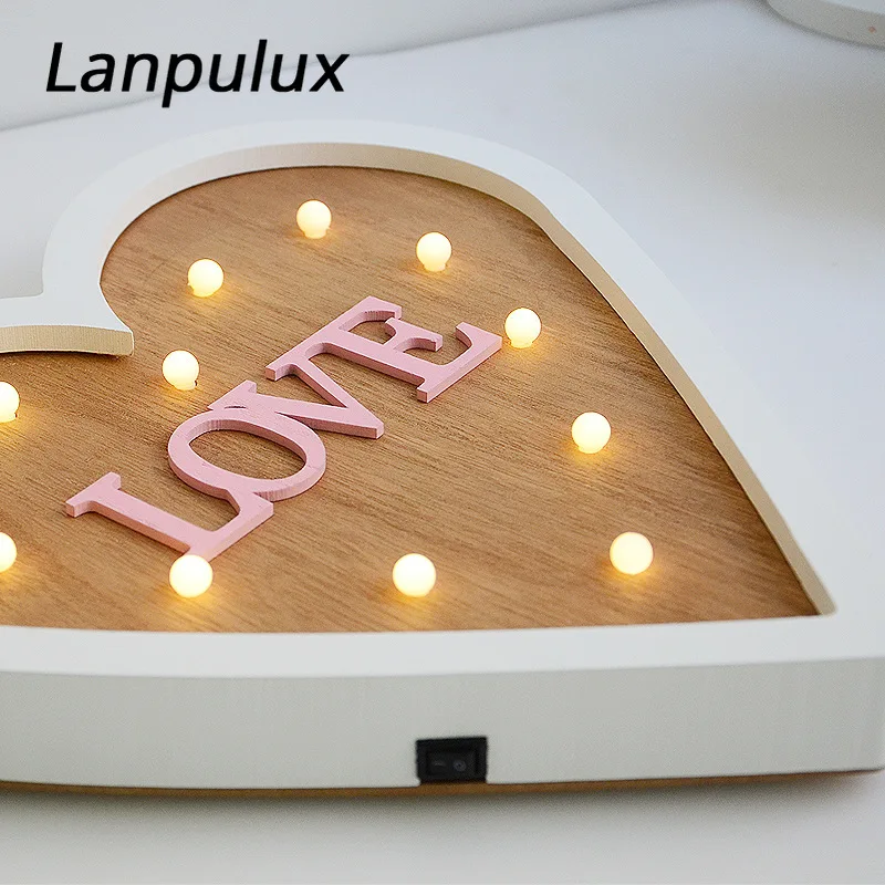 Lanpulux 3D Деревянный любовь светодиодный ночник в форме сердца письмо девушка