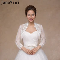 janevini 34 long sleeves women jacket lace appliqued wedding coat white see through bride bridal cloak shawl boleros cape stole
