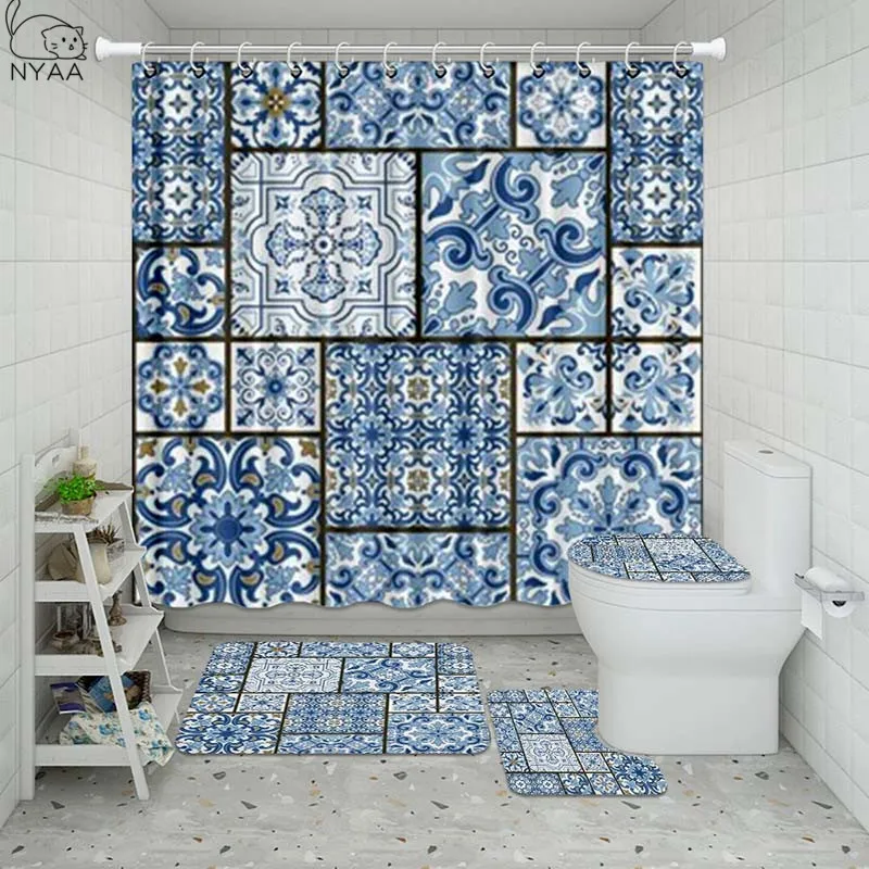 Набор водонепроницаемых душевых занавесок Vixm в индийском цветочном стиле для