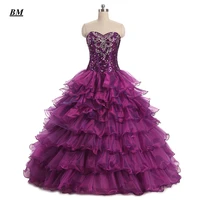 new stock purple cheap quinceanera dresses 2021 ball gown beaded sweet 16 dresses formal prom party gown vestido de 15 anos bm41