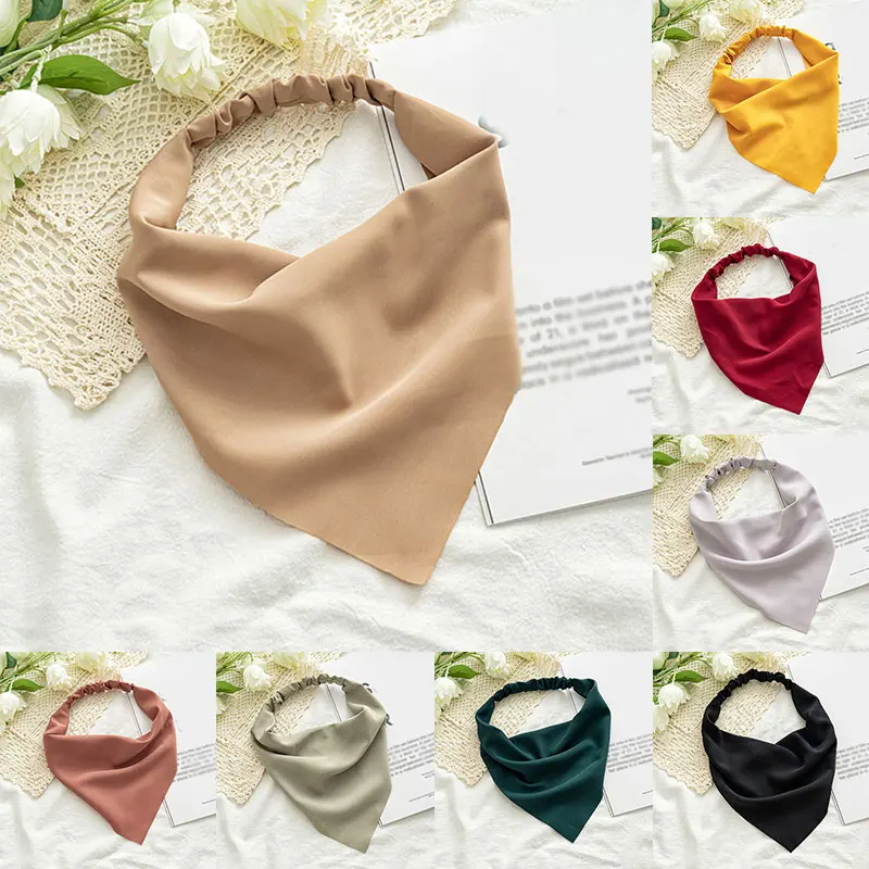

Solid Color Headband Women Triangle Hair Scarf Elastic Hair Band DIY Turban Bandana Headwrap For Hair Accessories Chiffon