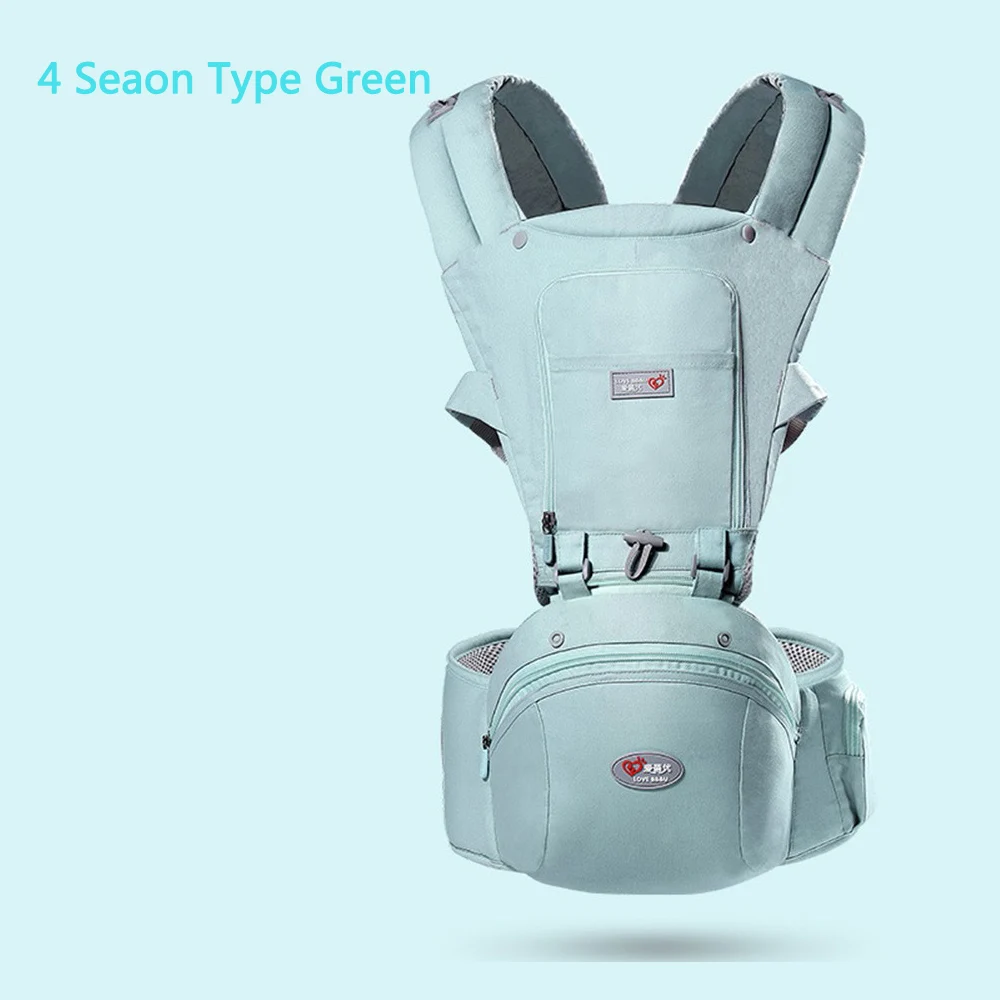 4 season green Эргономичный рюкзак-кенгуру для новорожденных, рюкзак для новорожденных детей, на бретельках, с лицевой стороны, кенгуру, для путешествий для детей 0-36 месяцев - Цвет: 4 season green