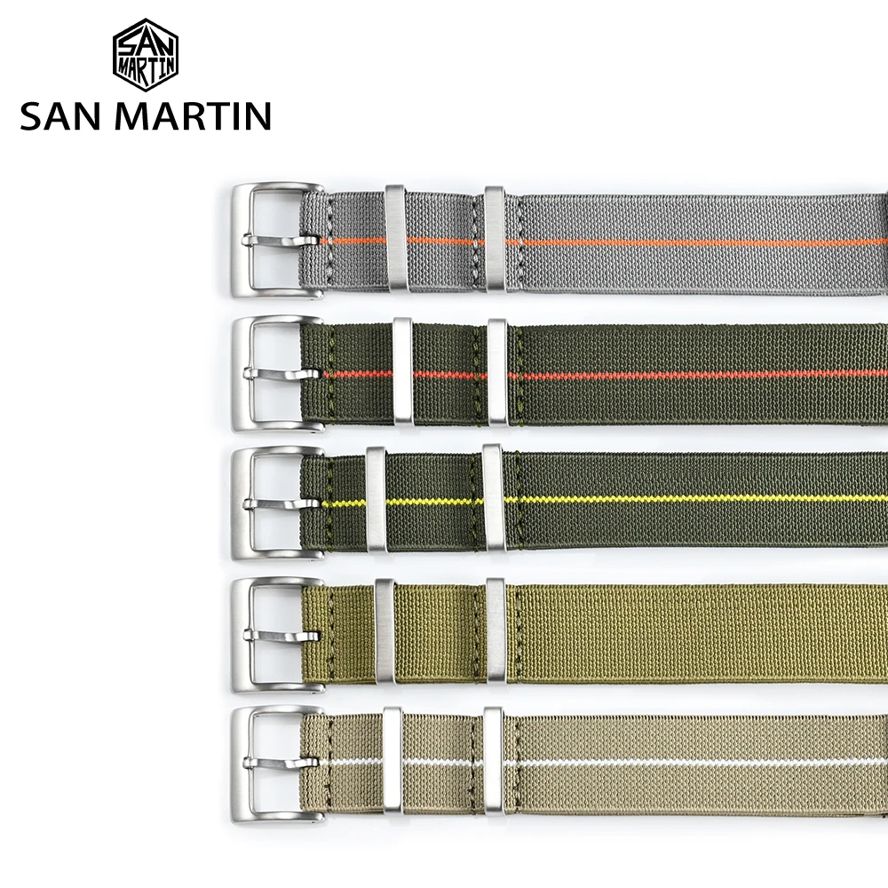 San Martin Nylon Watchband 22mm Black Nato Strap 20mm Premium Watch Bands For Wristband Men Women Sweat With Pin Buckle BD0001