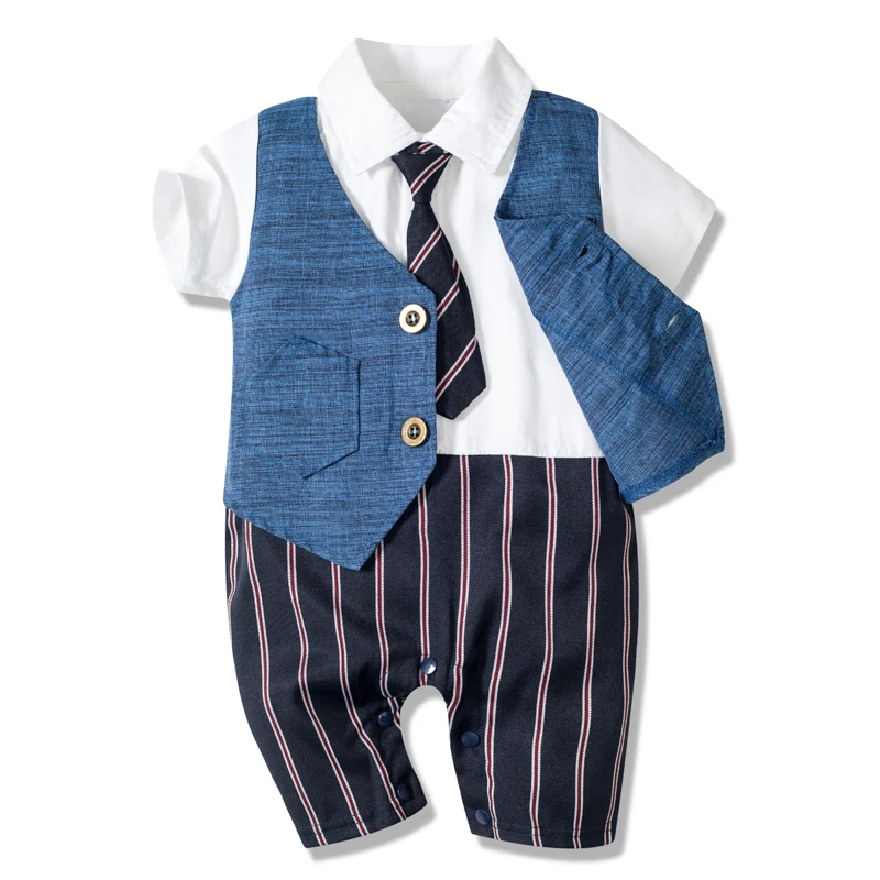 

Newborn Baby Boy Romper One-piece Cotton Clothing 3-24 Months Boys Party Suit Gentleman Rompers Jumpsuits