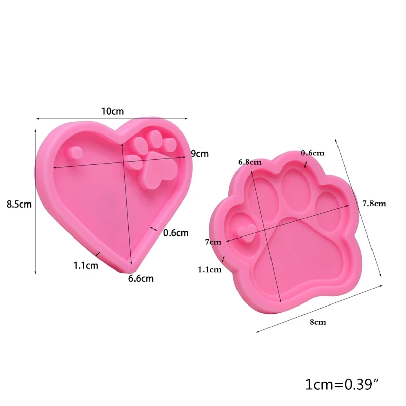 

2 Pcs/Set Love Bear Paw Keychain Casting Silicone Mould DIY Crafts Plaster Soap Jewelry Pendant Making Epoxy Resin Mold