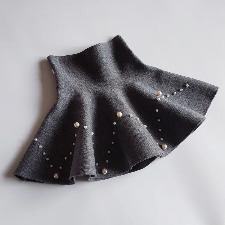 Осень-зима 2019 вязаная плиссированная юбка-пачка для маленьких девочек модная