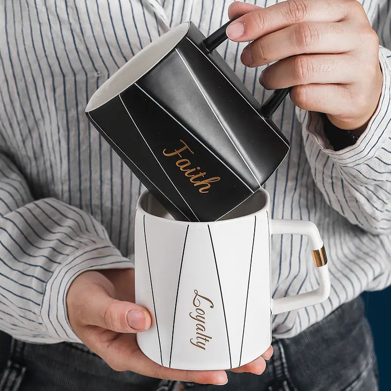 Нордическая Минималистичная Геометрическая чашка черно-белая кружка