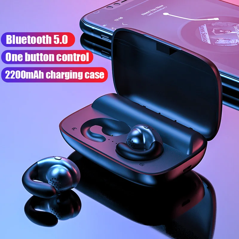 Bluetooth наушники костная проводимость 9D стерео звук беспроводные с 2200 мАч зарядный