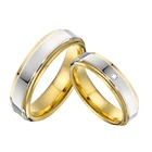 Парные обручальные кольца для мужчин и женщин, ювелирные изделия из нержавеющей стали, классическое Золотое двухцветное кольцо для влюбленных, свадебное кольцо
