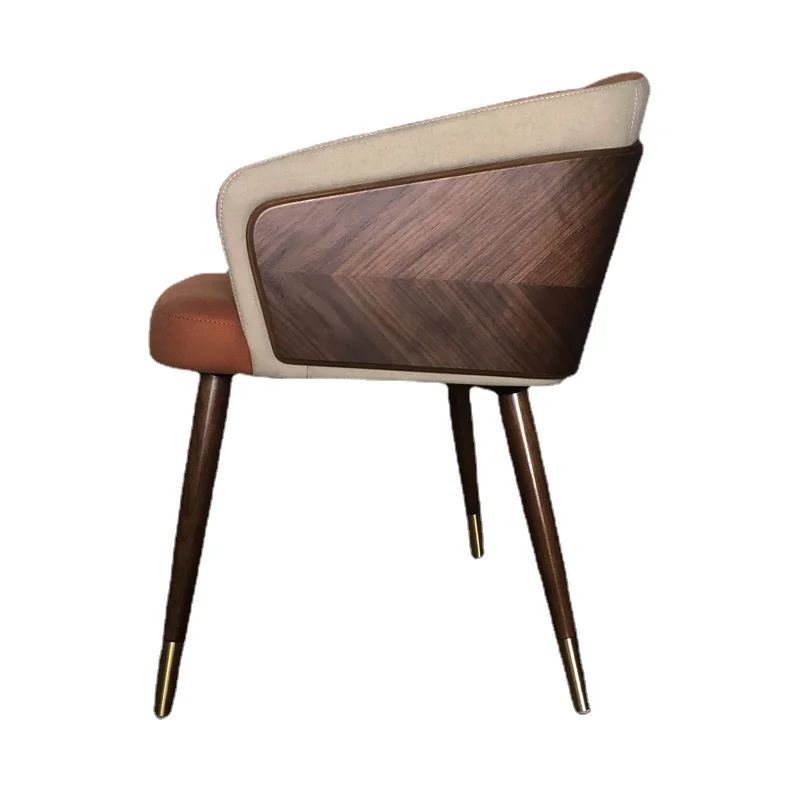

Modern Leisure Dining Chairs Simple Creative Ins Home Furniture Nordic Restaurant Solid Wood Chair Leather Art Backrest StoolCD