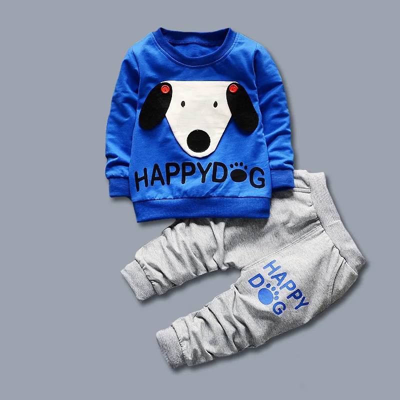 Baby Boy Clothes Christmas Outfit Cartoon Dog Long Sleeve T-shirts Tops + Pants 2PCS Infant Clothing Kids Bebes Jogging Suits |