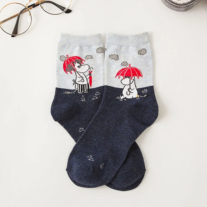 GY Новые осенние и зимние женские носки Mumin Moomin Бегемот японский мультфильм животных смешная средняя трубка обувь - Color: GY