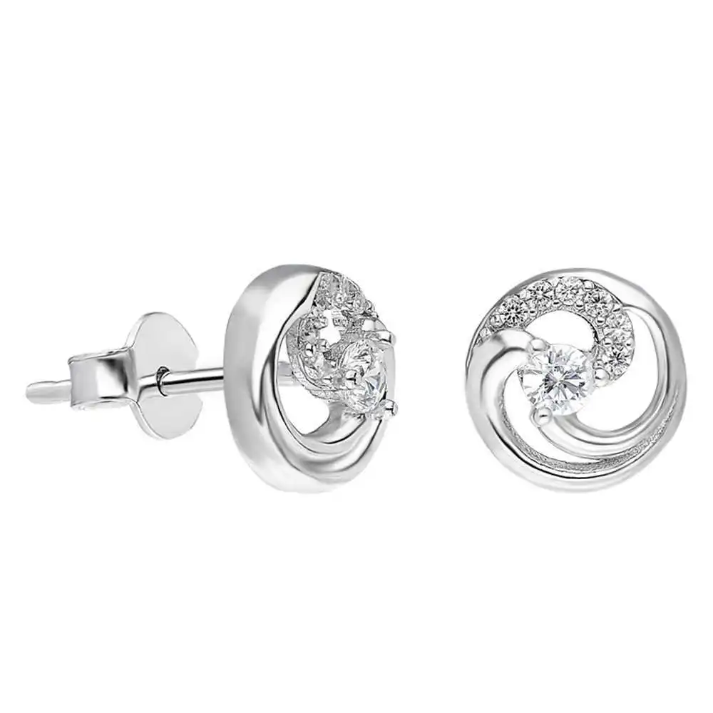 

Zircon Stone Spiral Design 925 Sterling Silver Earrings