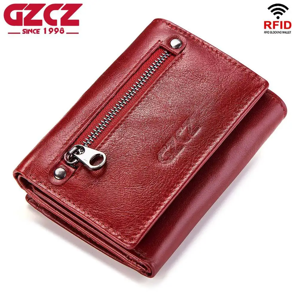 GZCZ рефир женский кошелек 100% из натуральной кожи короткий для моды монета с