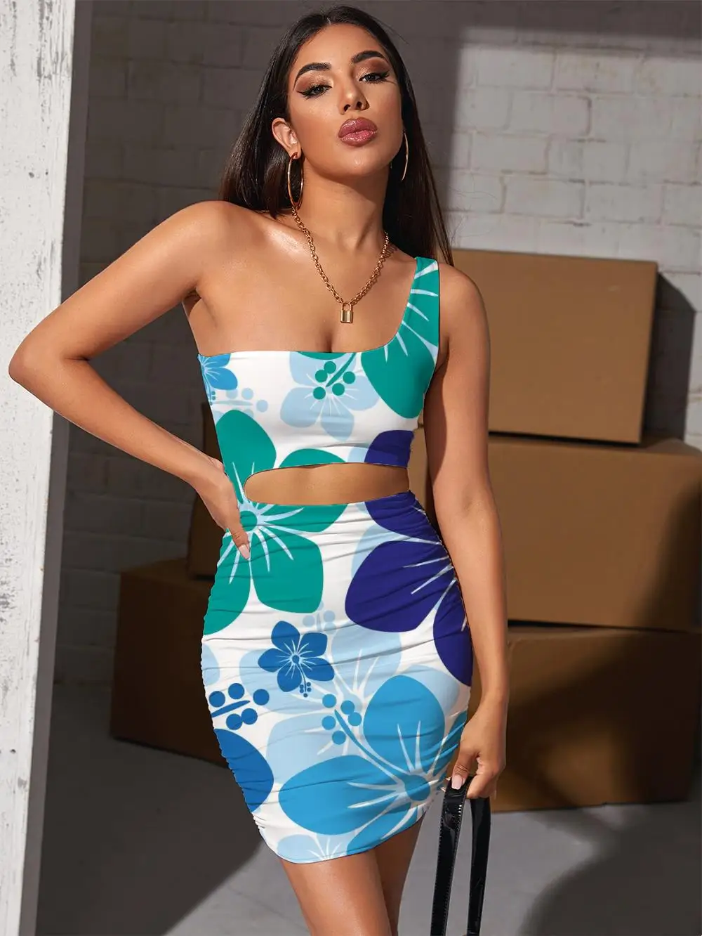 

Giyu Brand Flower Dress Women Colorful Vestido Sexy Art Bodycon Dress Harajuku Hollow out Dresses Womens Clothing Mini Evening