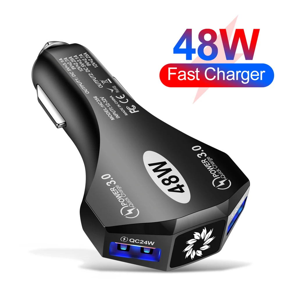 

VODOOL 48W 2 Ports USB QC3.0 Car Charger Portable Auto Fast Charging Adapter Cigarette Lighter for Mobile Phone Driving Recorder