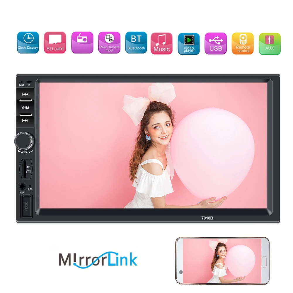 7018B Autoradio 2 din car radio 2Din 7&quot HD Touch Screen Multimedia player 12V Stereo mirrorlink Bluetooth Rear View Camera | Автомобили
