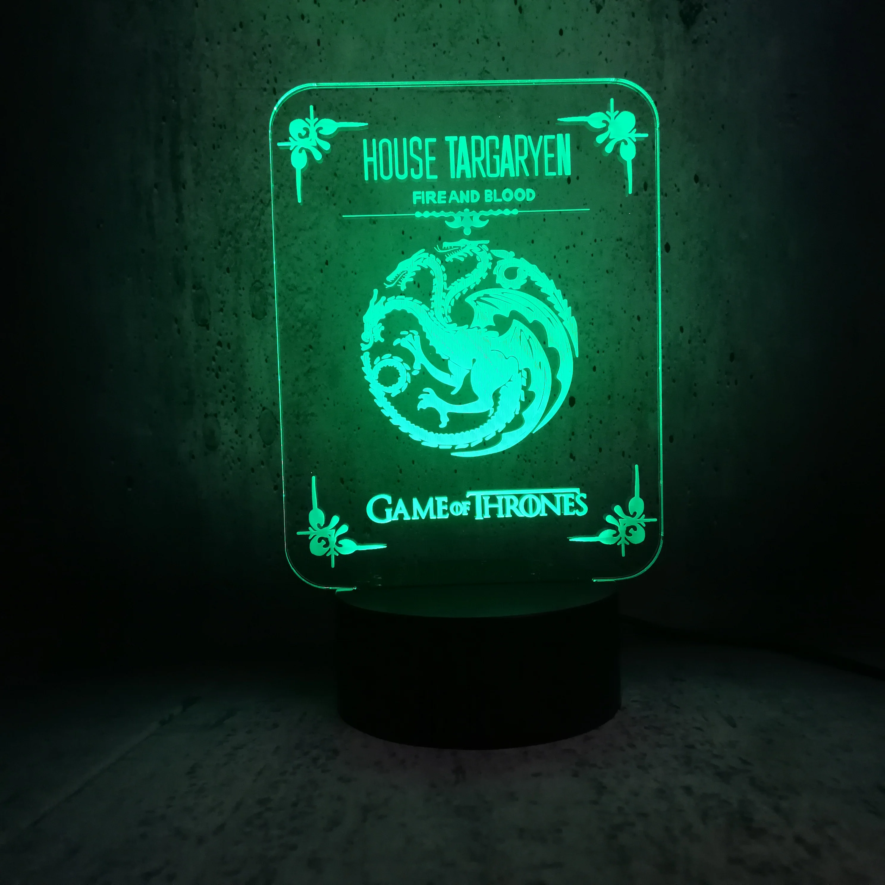 Дом Таргариенов луна лампа огонь и кровь 3D светодиодный светильник Игра