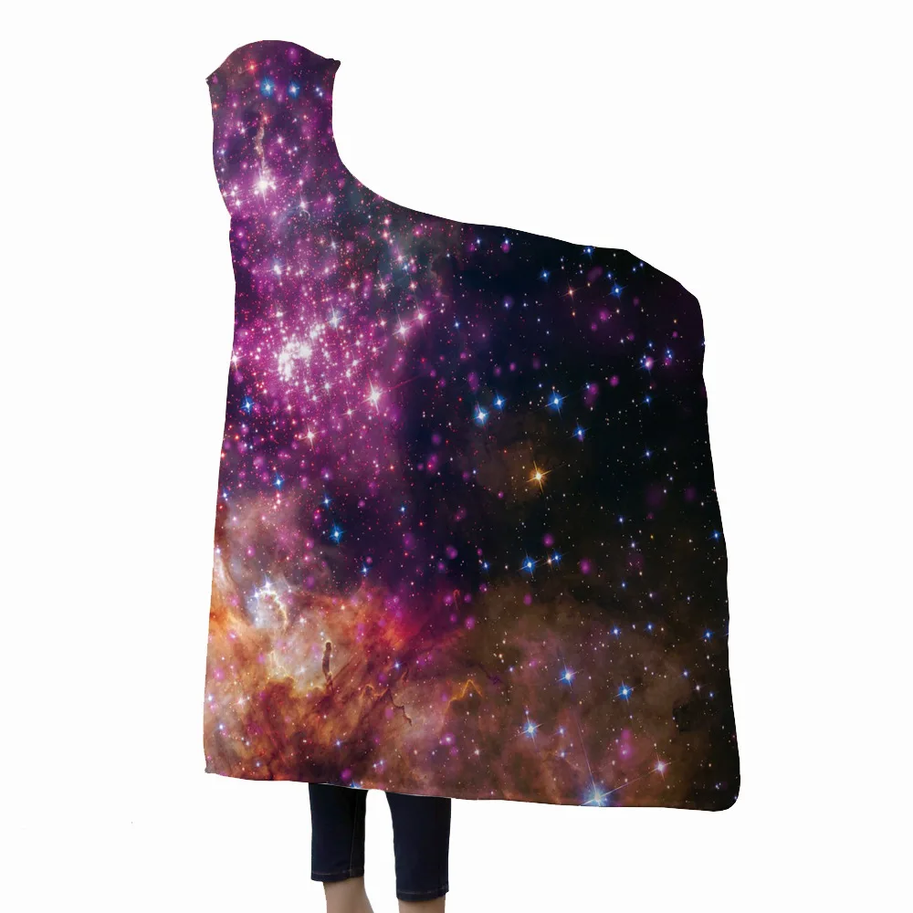 Звездное небо Вселенная печатных теплый мягкий пушистый с капюшоном пригодный