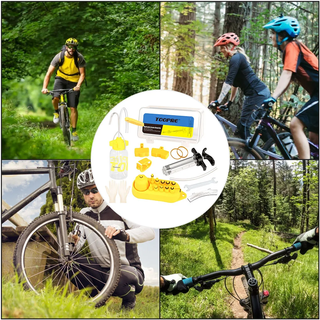 

TOOPRE Bicycle Hydraulic Disc Set Bike Brake Oil Bleed Kit Portable Brake Repair Tool Kit, Basic Nylon Connector Set
