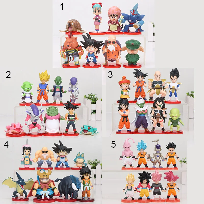 8 шт./компл. 3-10 см Dragon Ball Z WCF Сон Гоку Чичи DWC Gohan Piccolo Vegeta Nappa Raditz Freeza ПВХ фигурка модель игрушки