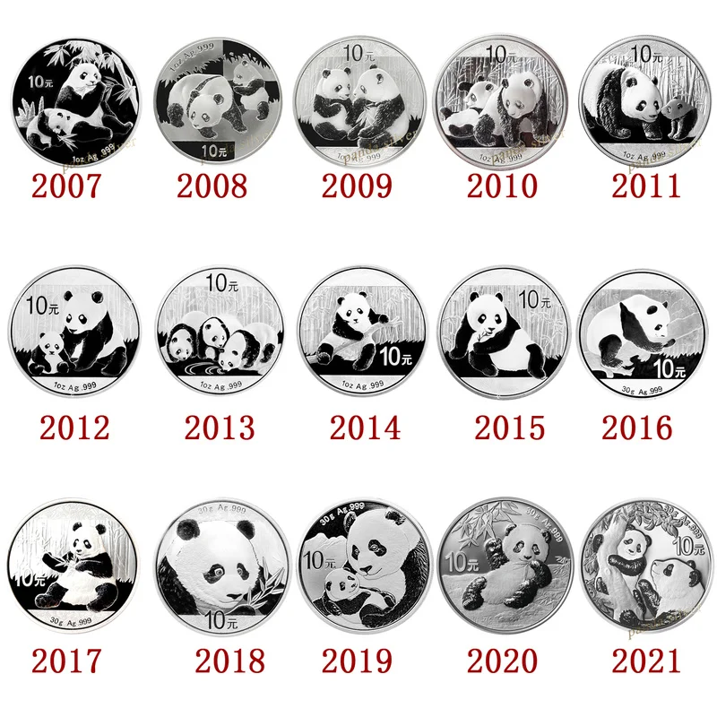 2007 2021 Серебряная Памятная монета панда настоящее Оригинальное серебро для