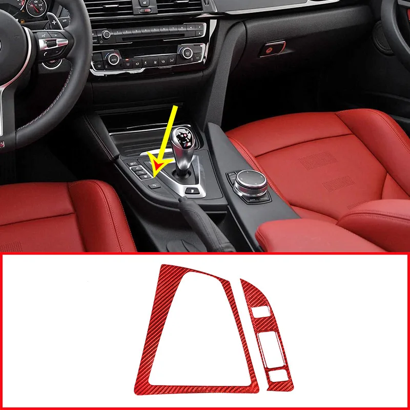 

Red Real Carbon Fiber For BMW M3 F80 F83 2014-2018 Car Gear Shift Frame Panel Trim Left Hand Drive Accesssories