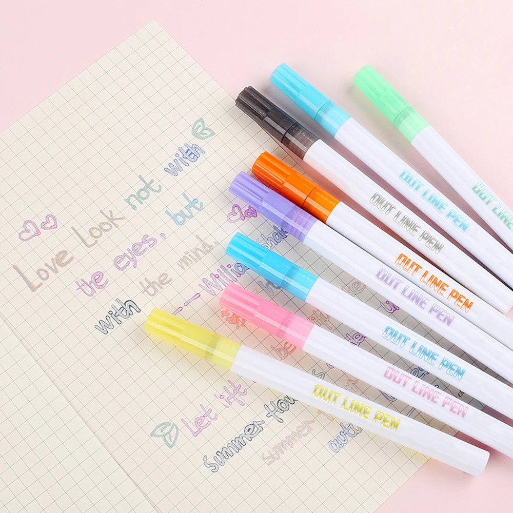 

Colorful Pens Double Lines Art Markers Pen Out Line Pen Fine Liner Marker Fineliner Calligraphy Lettering Pen Color Scrapbooking