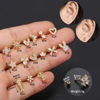 1pc 18g korea style star heart bow cz tragus cartilag lobe earrings barbell ear stud helix piercing jewelry