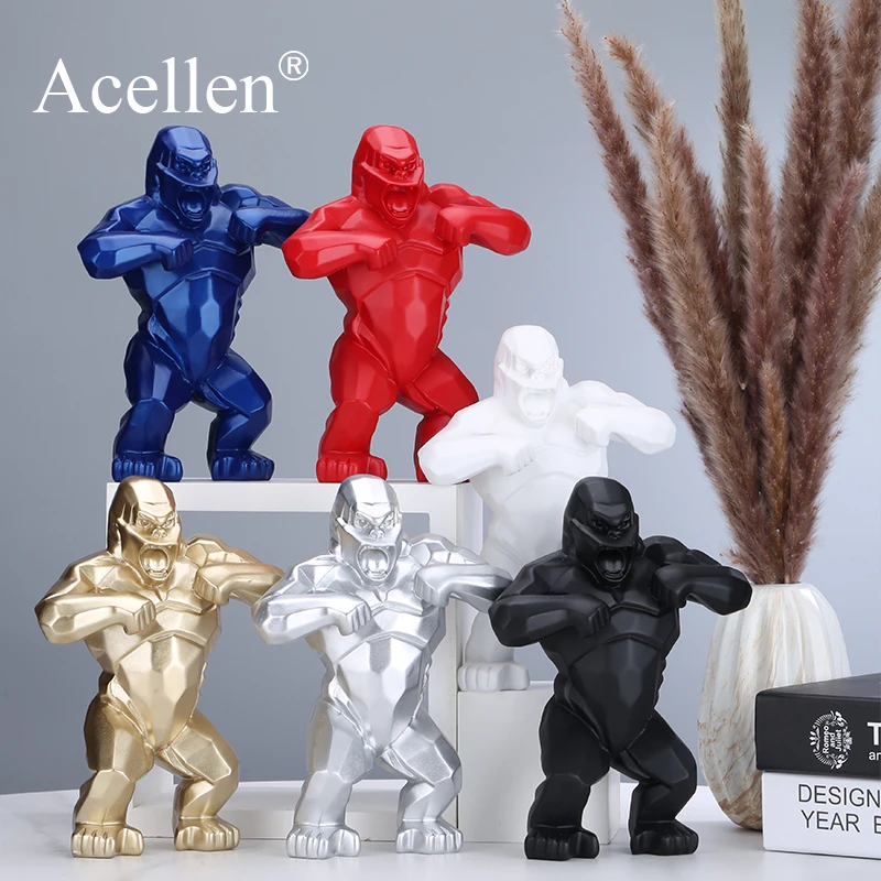 

Gorilla Geometric Sculpture Resin Monkey King Kong Home Decor Model Collectible Nordic Living Room Decoration Ornaments Gifts