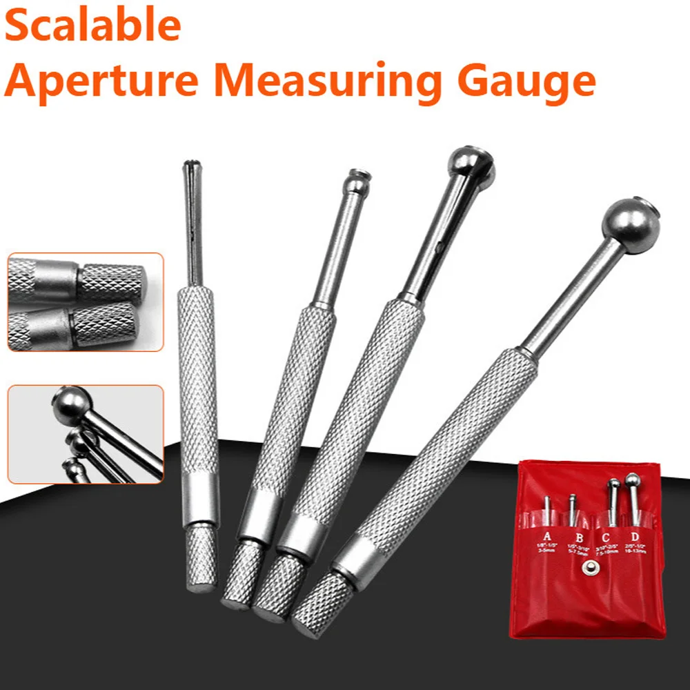 

4Pcs Set 3-13 mm Adjustable Small Hole Gage Set Diameter Gauge Telescopic Spherical Gauges Inner Hole Gage's