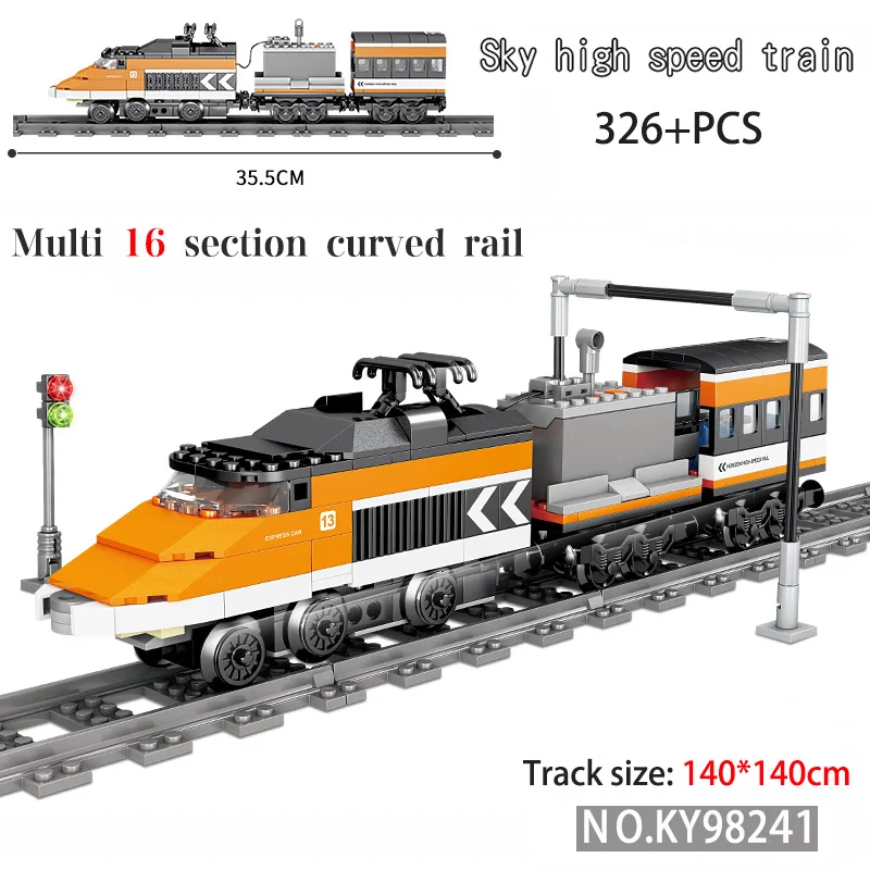 

Original KAZI 98241 Creative Electric Rail Train Sky High Speed Train With Light And Sound Children's Building Block Model Toys