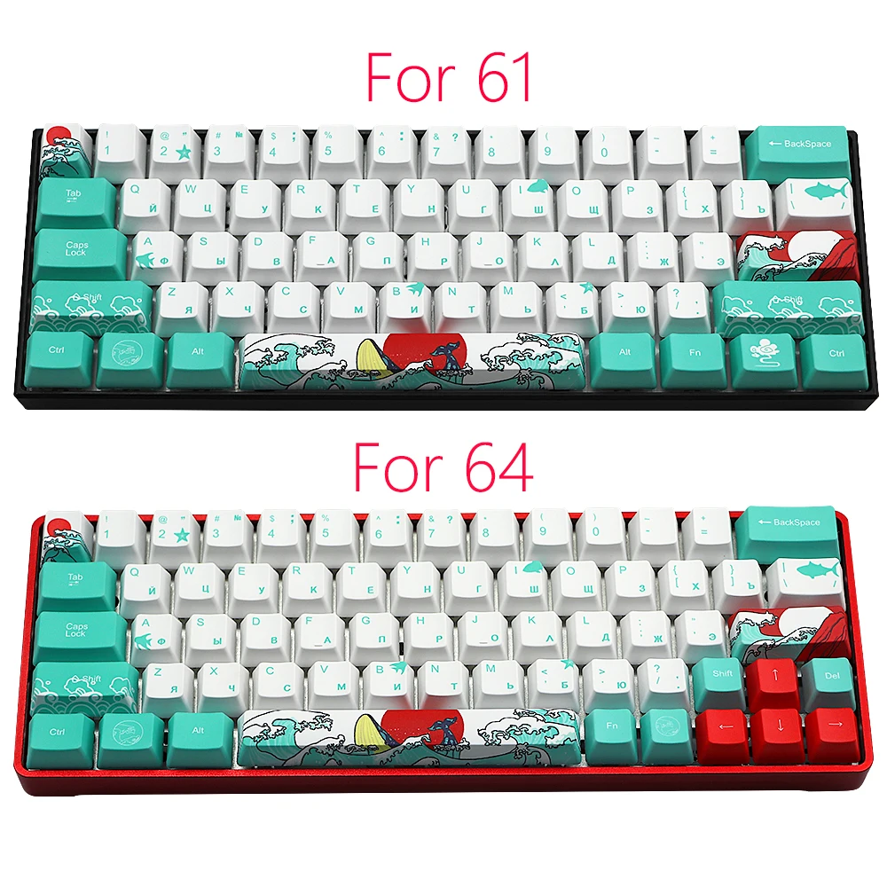 

Sea Keycap dz60/poker/GK61/GK64 Dye sublimation pbt Keycap OEM 71 key Korean Japanese Character