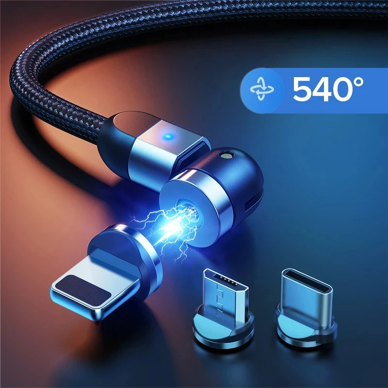 

Магнитный кабель TKEY с поворотом на 540 градусов, зарядное устройство Micro USB Type-C для iphone, Samsung galaxy s20, магнитное зарядное устройство, шнур для быс...